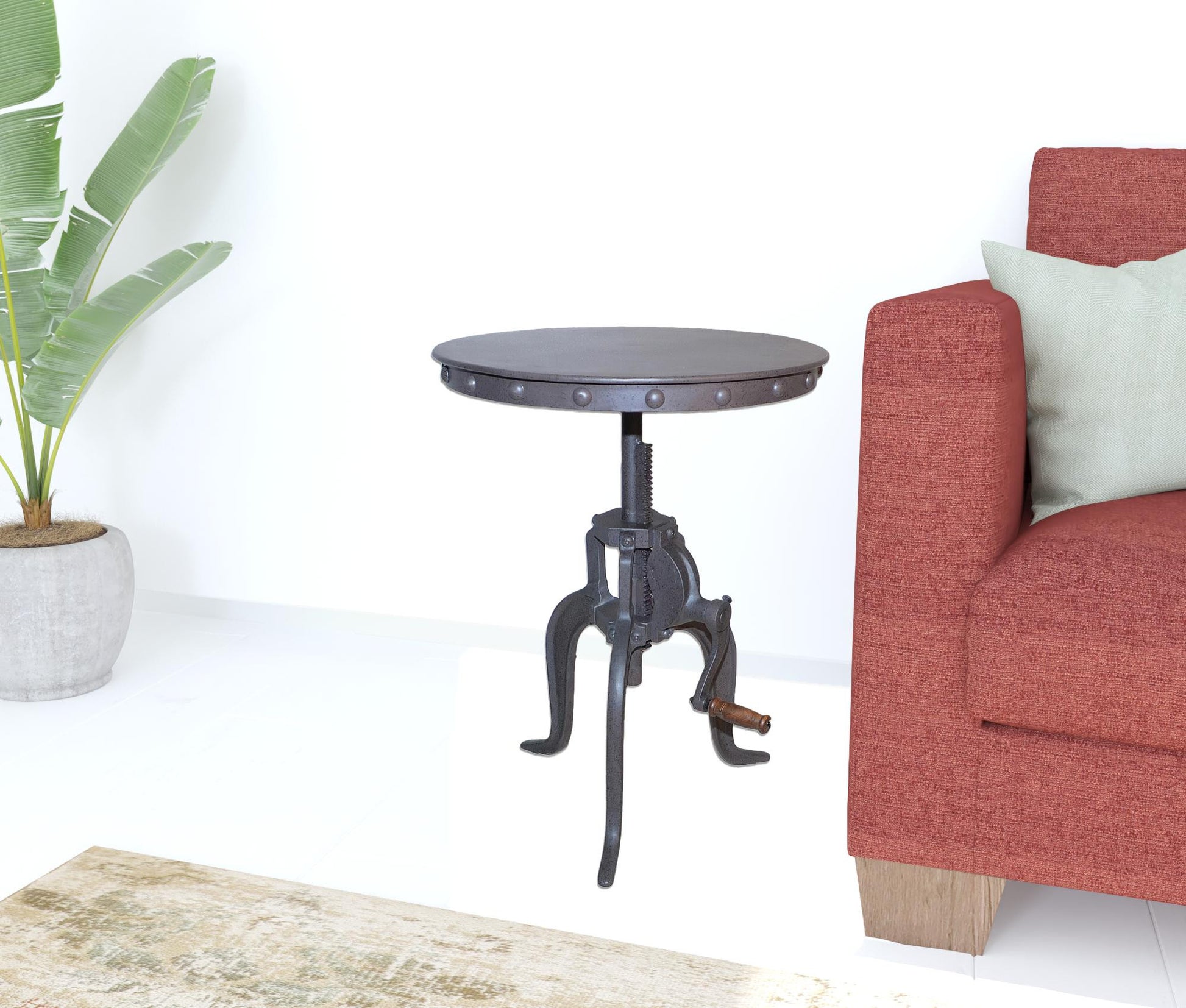 19" Inndustrial And Industrial Metal Round End Table By Homeroots | End Tables | Modishstore - 3