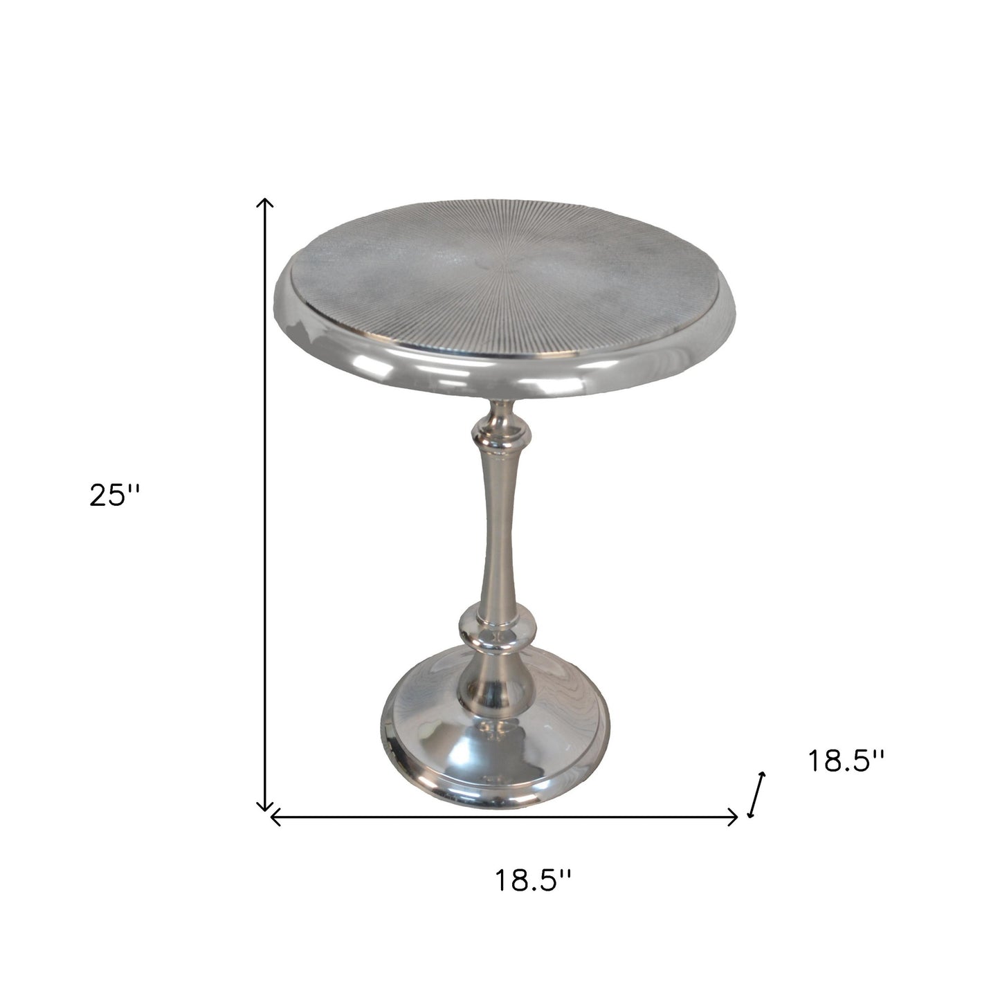 25" Aluminum Metal Textured Round Top End Table By Homeroots | End Tables | Modishstore - 5