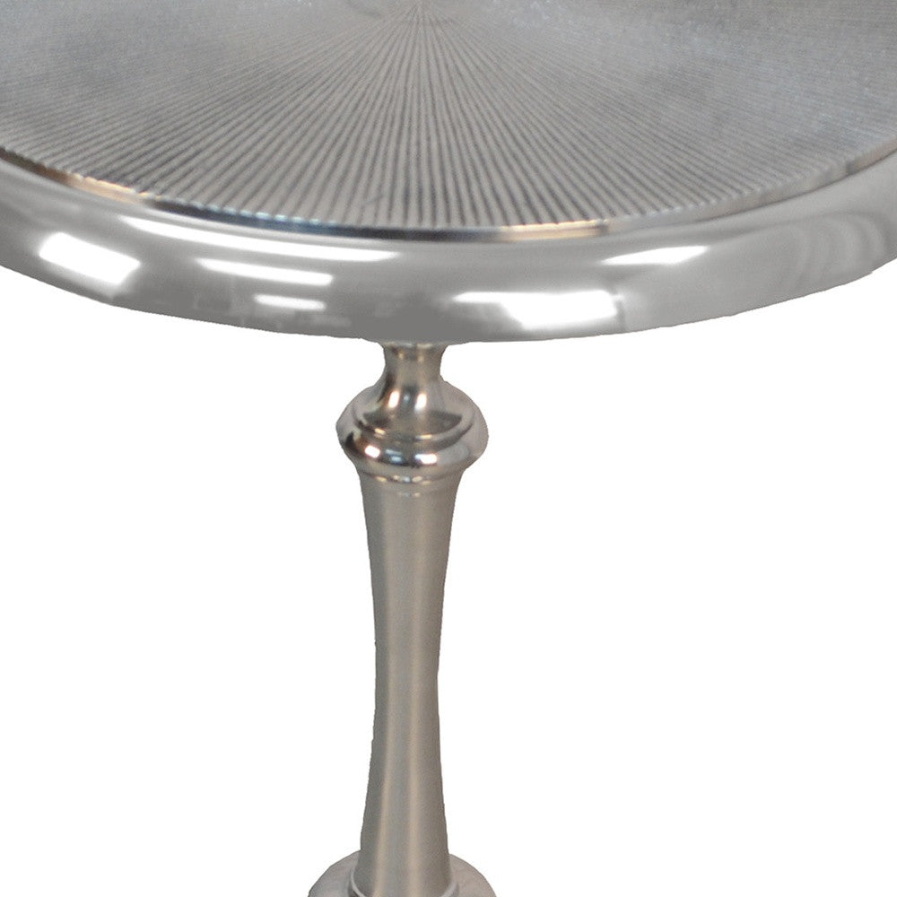 25" Aluminum Metal Textured Round Top End Table By Homeroots | End Tables | Modishstore - 3