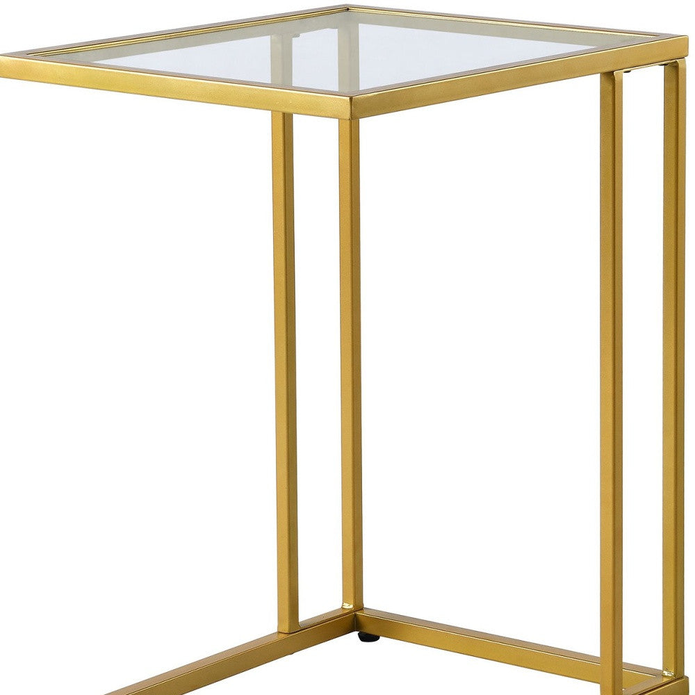 25" Gold And Clear Glass Square End Table By Homeroots | End Tables | Modishstore - 4