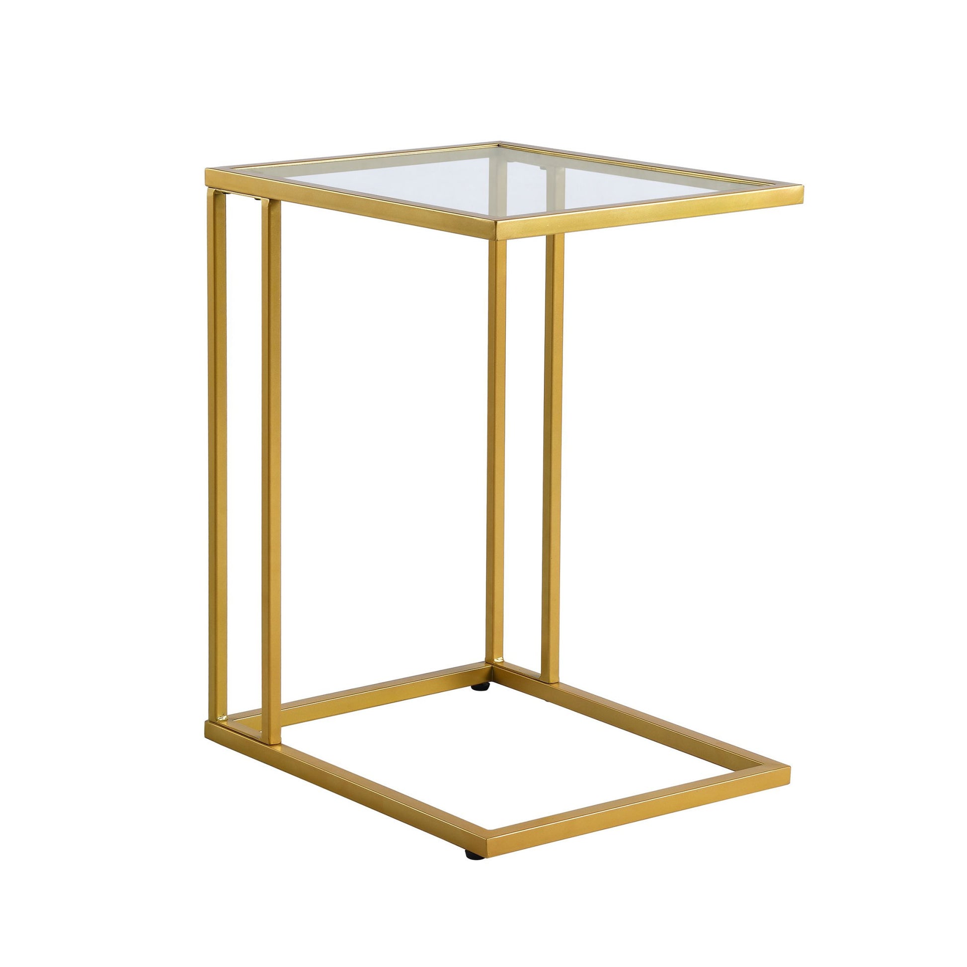 25" Gold And Clear Glass Square End Table By Homeroots | End Tables | Modishstore - 2