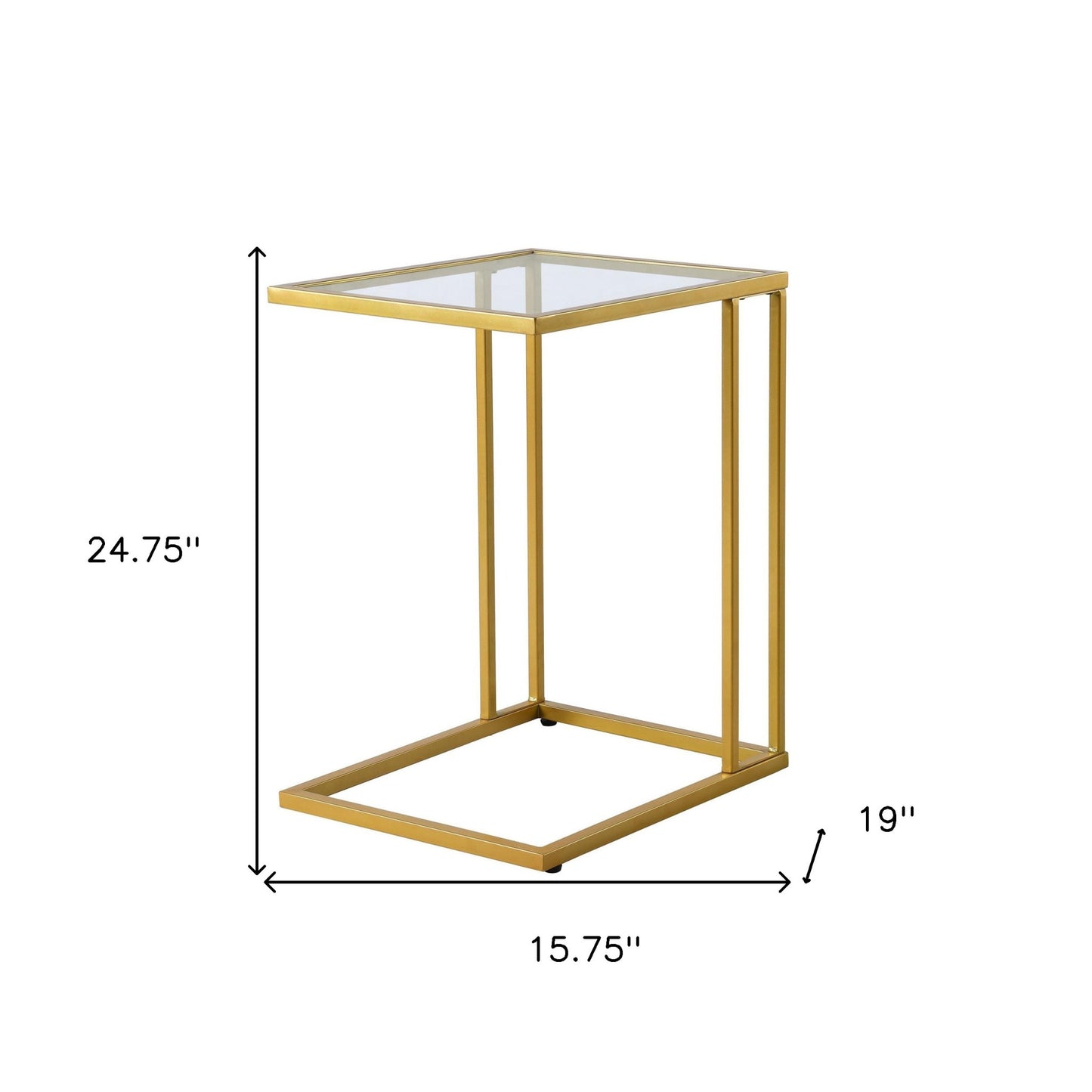 25" Gold And Clear Glass Square End Table By Homeroots | End Tables | Modishstore - 5