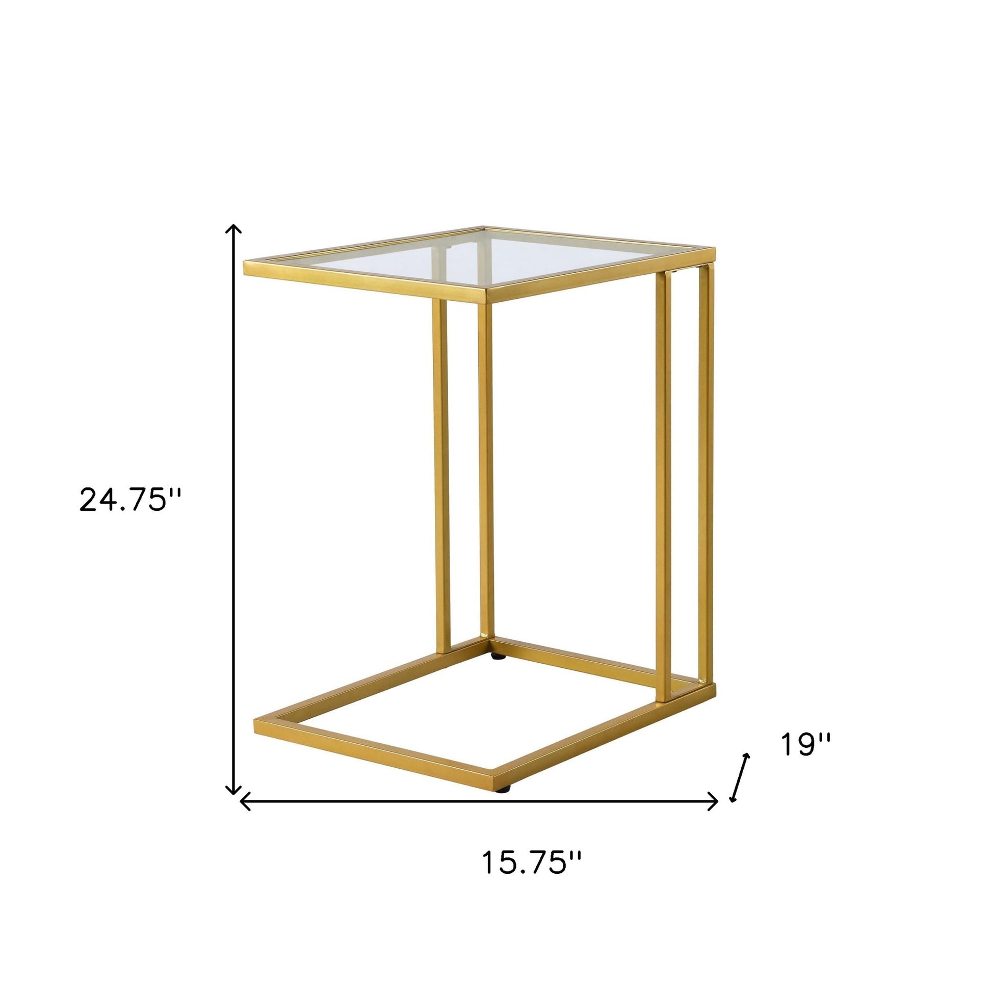 25" Gold And Clear Glass Square End Table By Homeroots | End Tables | Modishstore - 5