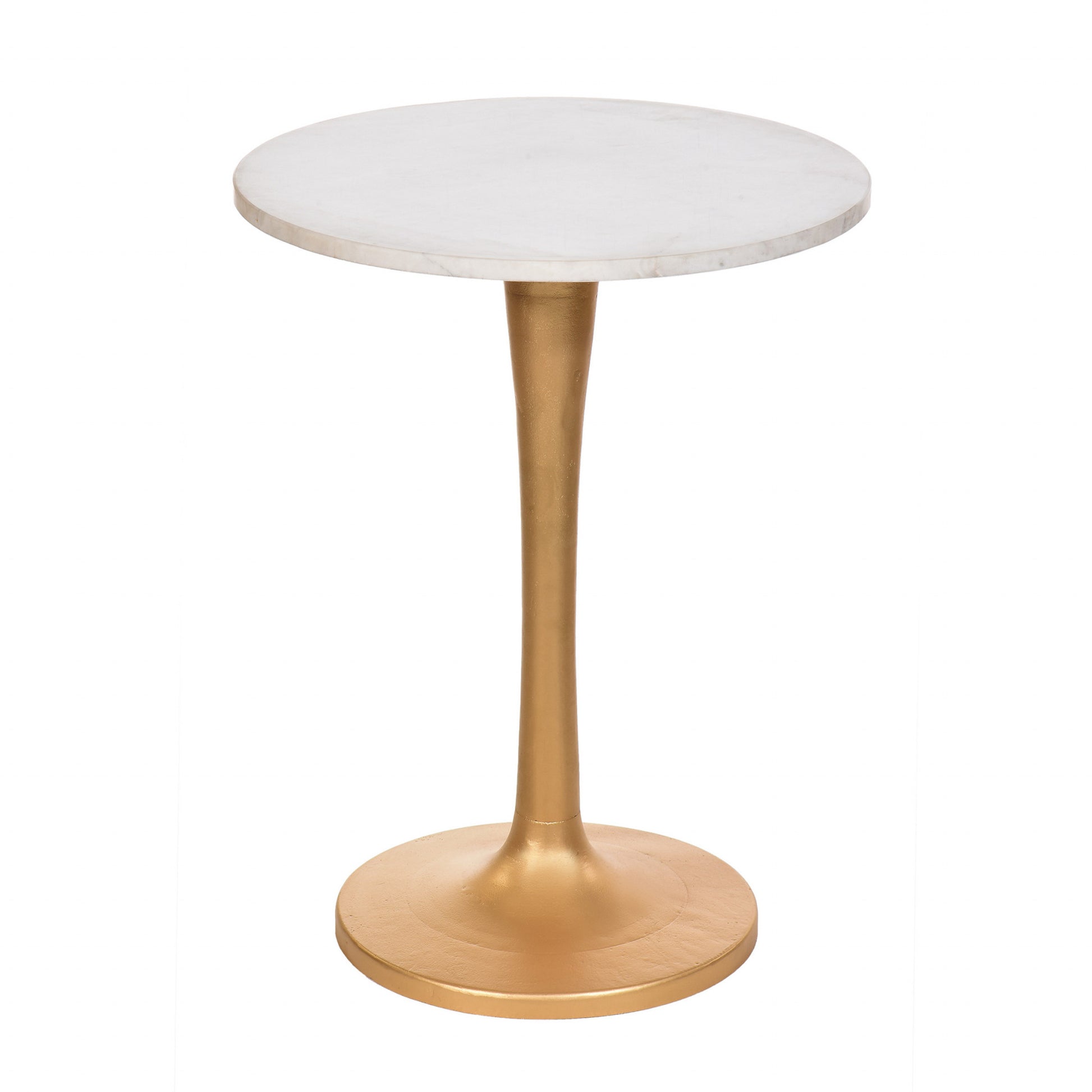 19" Gold And White Marble Round End Table By Homeroots | End Tables | Modishstore