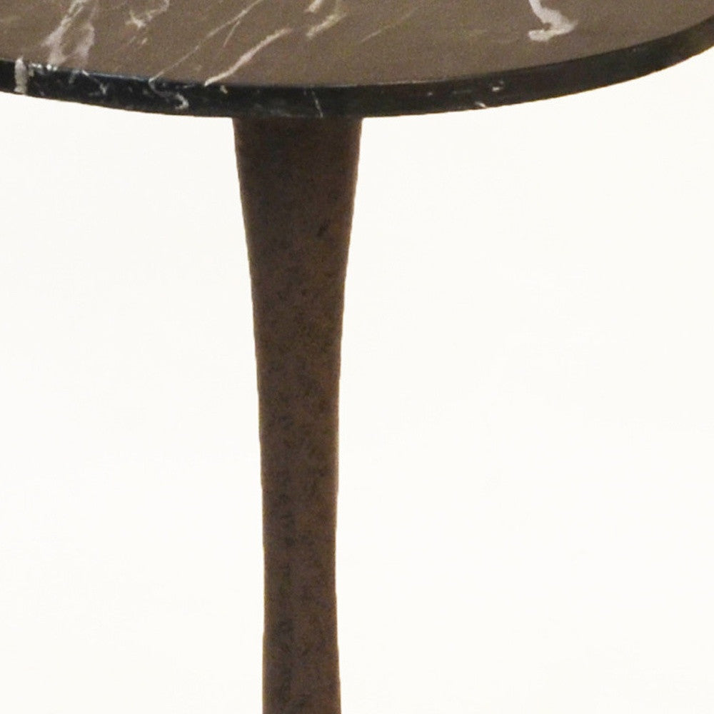 19" Black Marble Round End Table By Homeroots | End Tables | Modishstore - 3