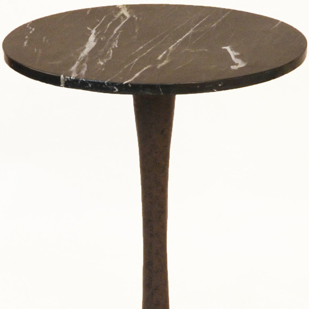 19" Black Marble Round End Table By Homeroots | End Tables | Modishstore - 4