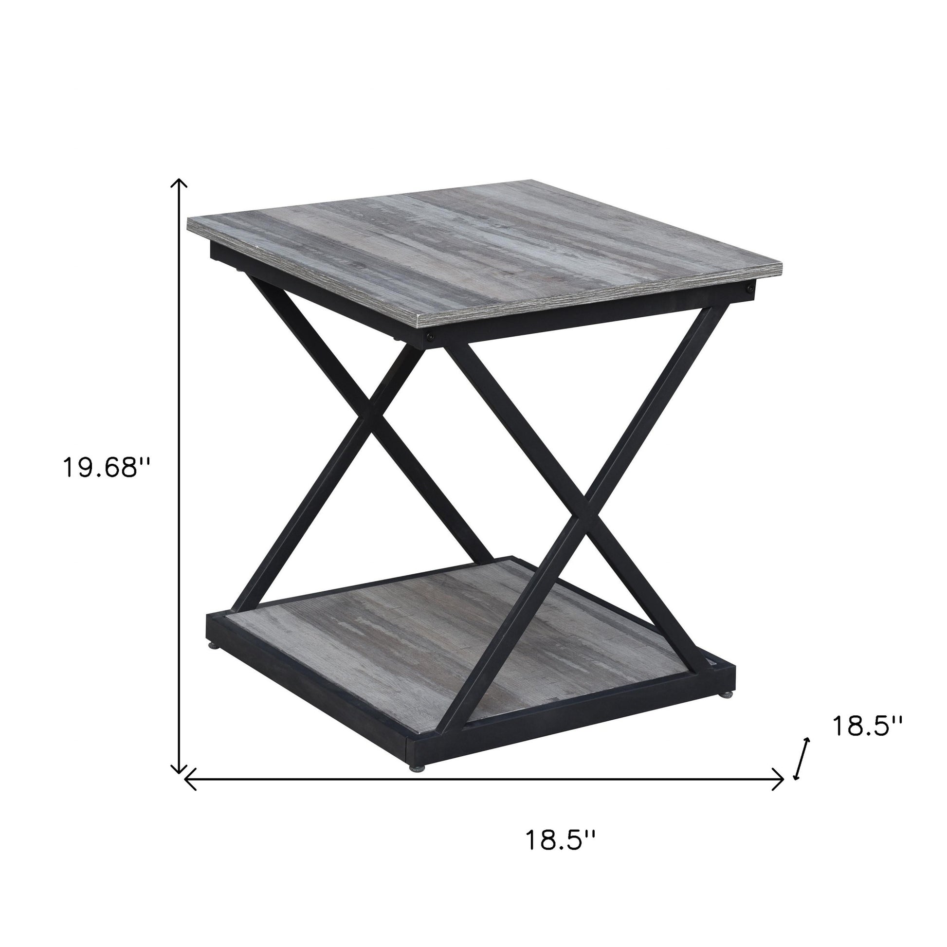 20" Black And Brown Manufactured Wood Square End Table By Homeroots | End Tables | Modishstore - 5