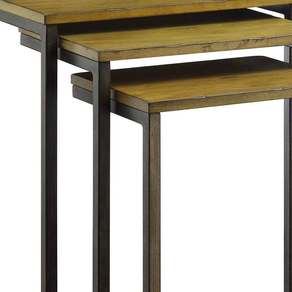 24" Black And Brown Solid Wood Rectangular End Table By Homeroots | End Tables | Modishstore - 3