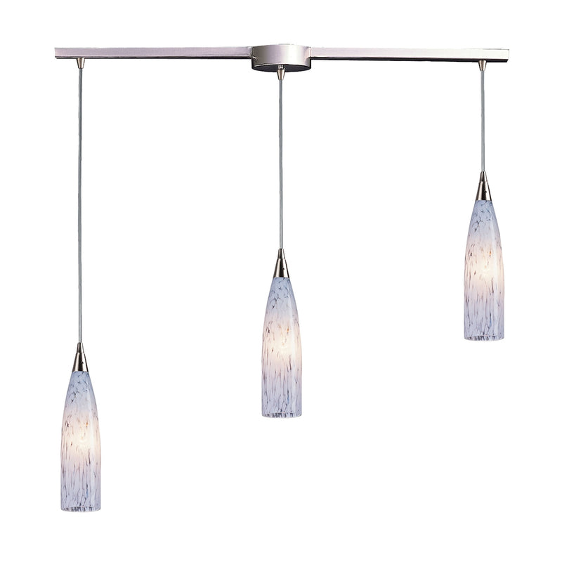 Lungo 3-Light Linear Pendant Fixture in Satin Nickel with Snow White Glass ELK Lighting | Pendant Lamps | Modishstore