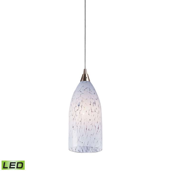 Verona 1-Light Mini Pendant in Satin Nickel with Snow White Glass - Includes LED Bulb | Pendant Lamps | Modishstore