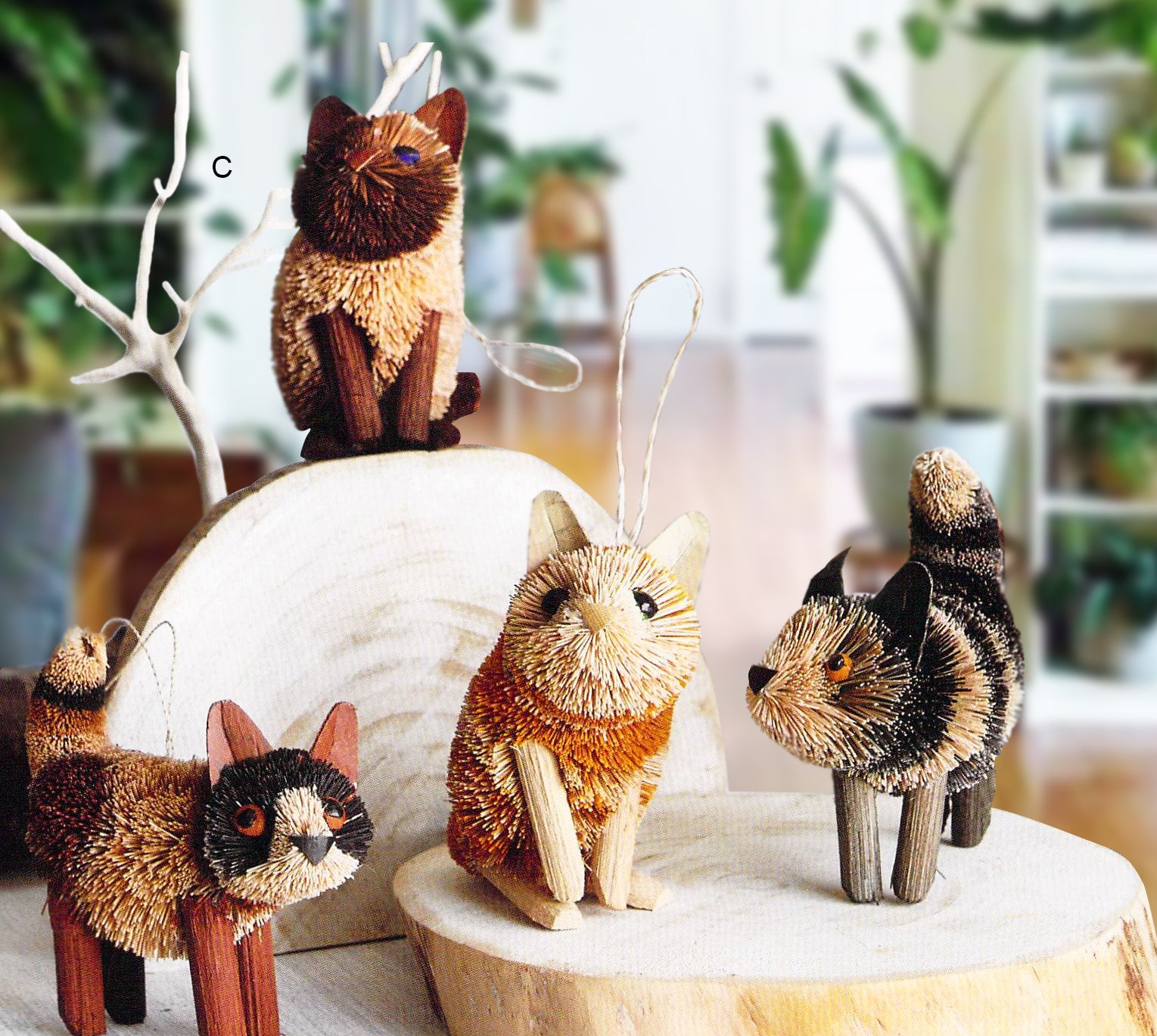 Roost Brushy Kitty Ornaments - Set Of 12-5