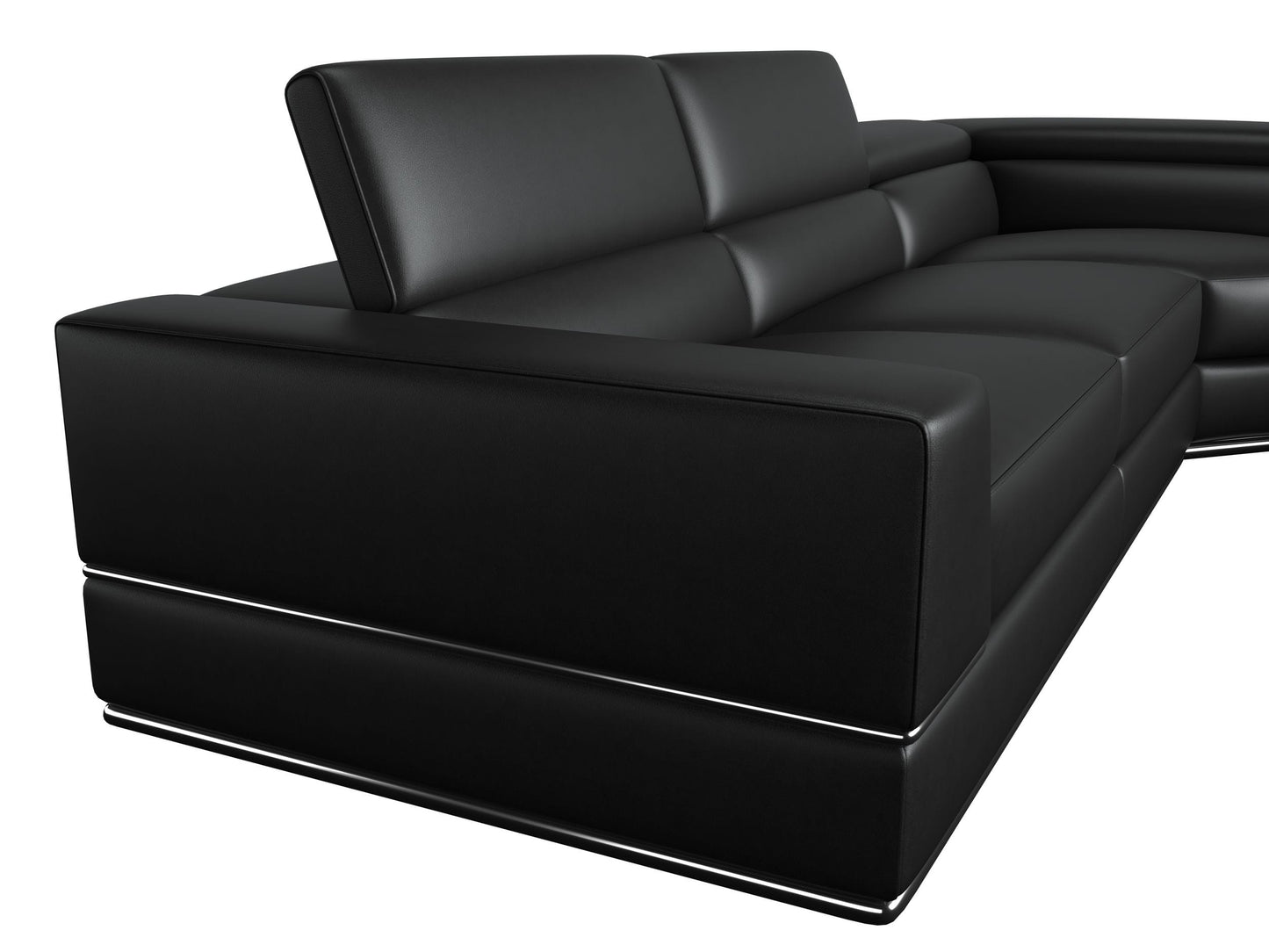 Divani Casa Pella - Modern Black Italian Leather Sectional Sofa | Sectional | Modishstore - 4