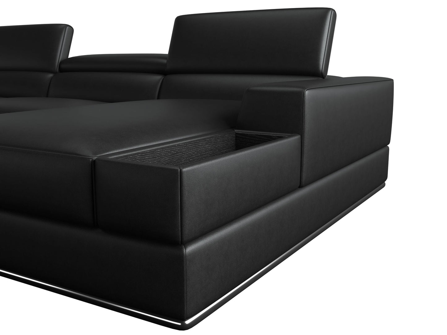 Divani Casa Pella - Modern Black Italian Leather Sectional Sofa | Sectional | Modishstore - 5