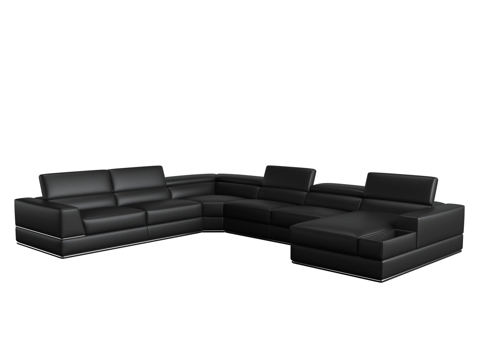 Divani Casa Pella - Modern Black Italian Leather Sectional Sofa | Sectional | Modishstore - 2