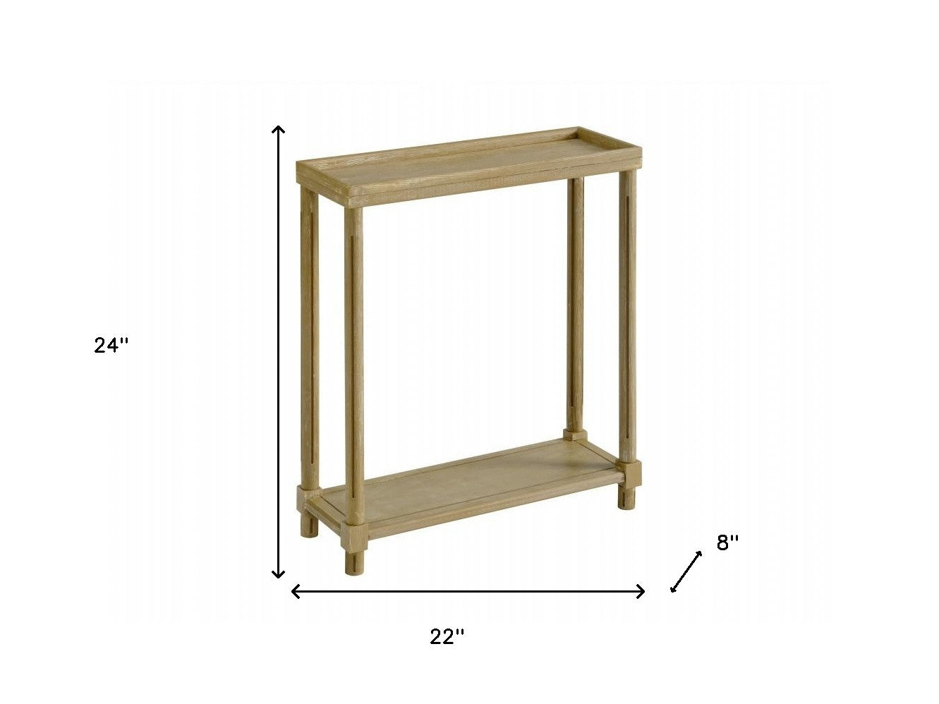 Set Of Two 24" Narrow Distressed Oak Wood End Tables With Shelf By Homeroots | End Tables | Modishstore - 9