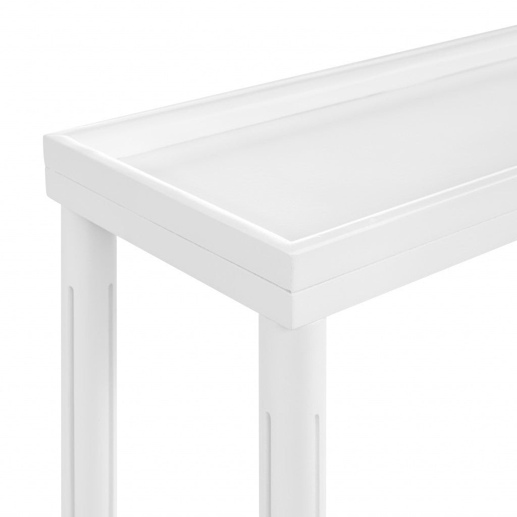 Set Of Two 24" White Narrow Wood End Tables With Shelf By Homeroots | End Tables | Modishstore - 7