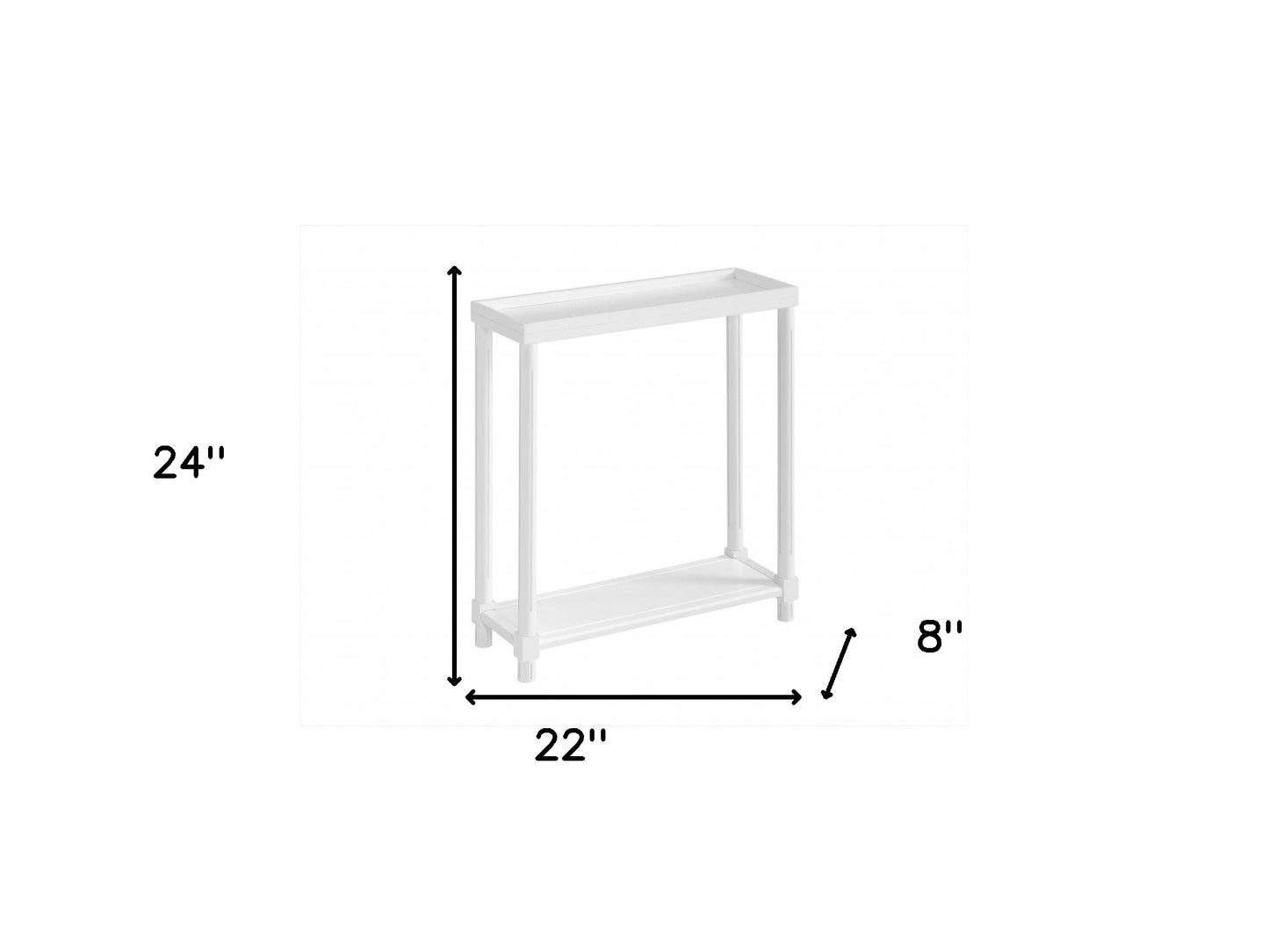 Set Of Two 24" White Narrow Wood End Tables With Shelf By Homeroots | End Tables | Modishstore - 9