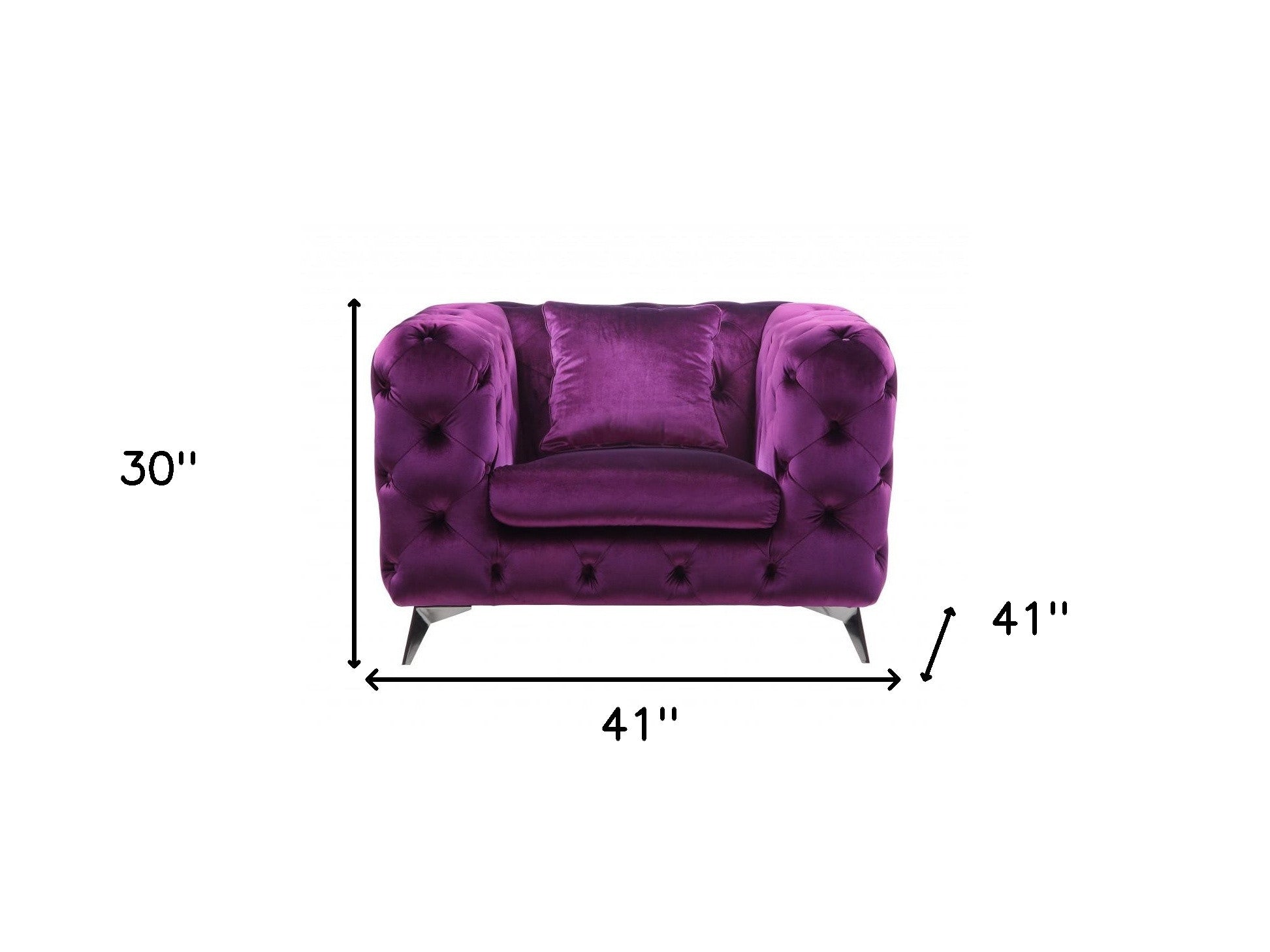 41" Purple Fabric And Black Tufted Arm Chair By Homeroots | Armchairs | Modishstore - 6