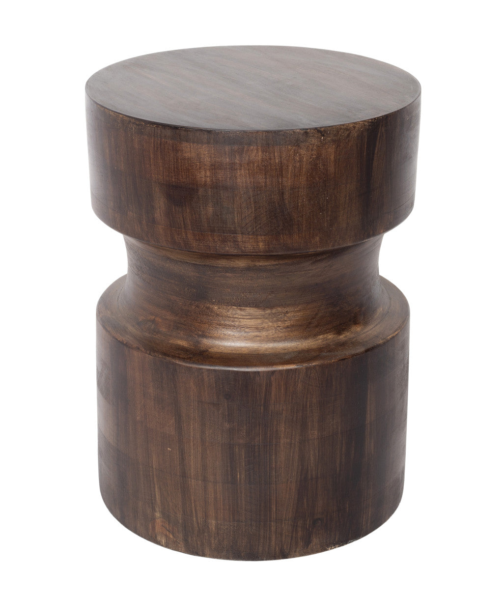 16" Brown Solid Wood Drum End Table By Homeroots | End Tables | Modishstore - 4