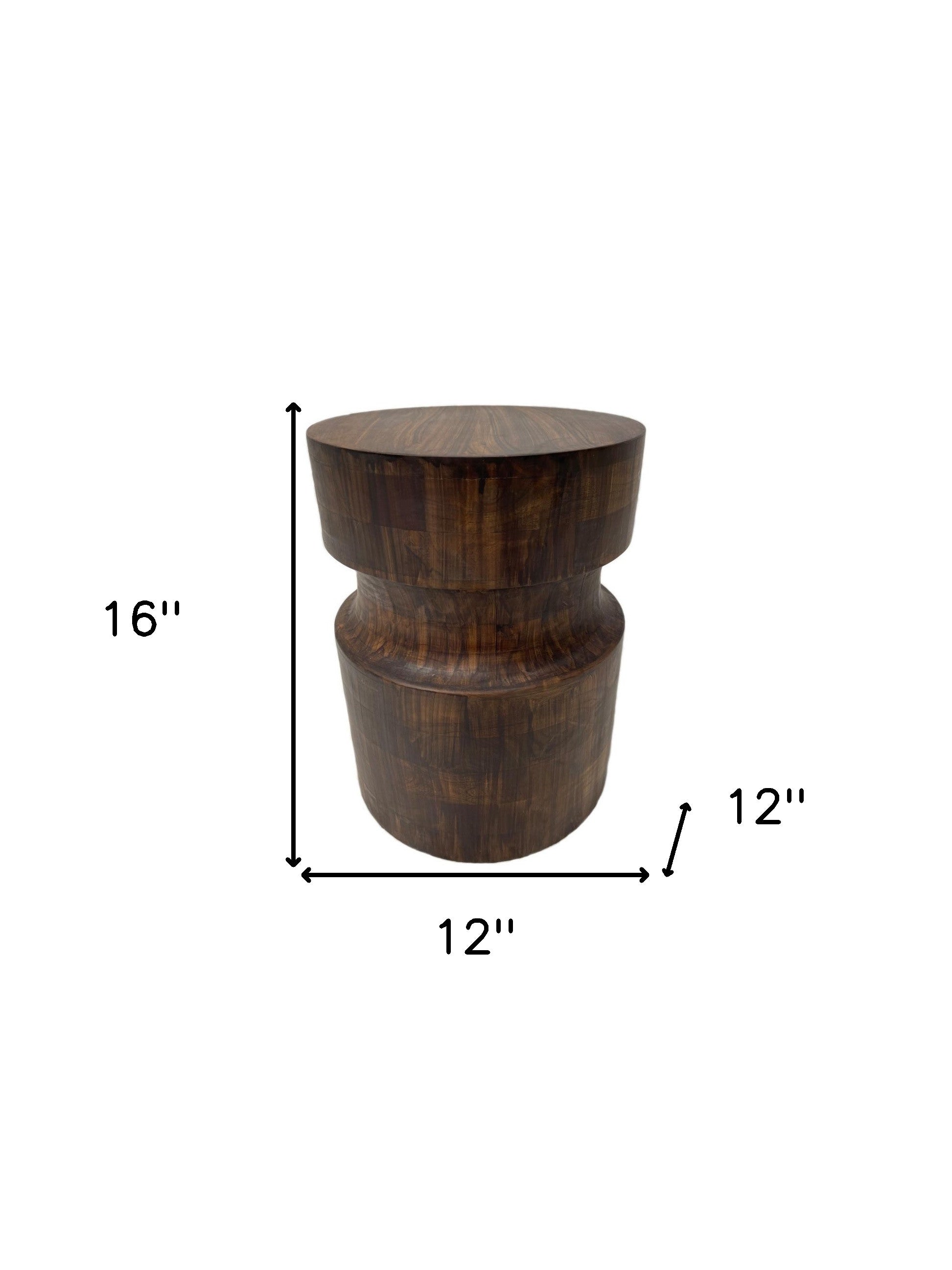 16" Brown Solid Wood Drum End Table By Homeroots | End Tables | Modishstore - 7