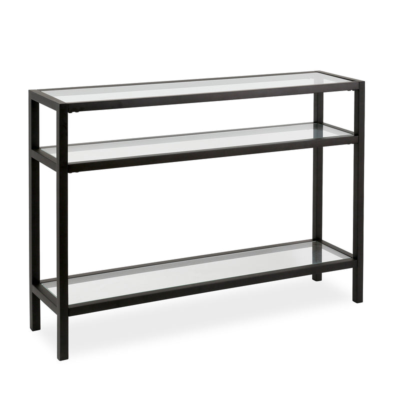 42" Black and Glass Console Table With Storage By Homeroots | Console Tables | Modishstore