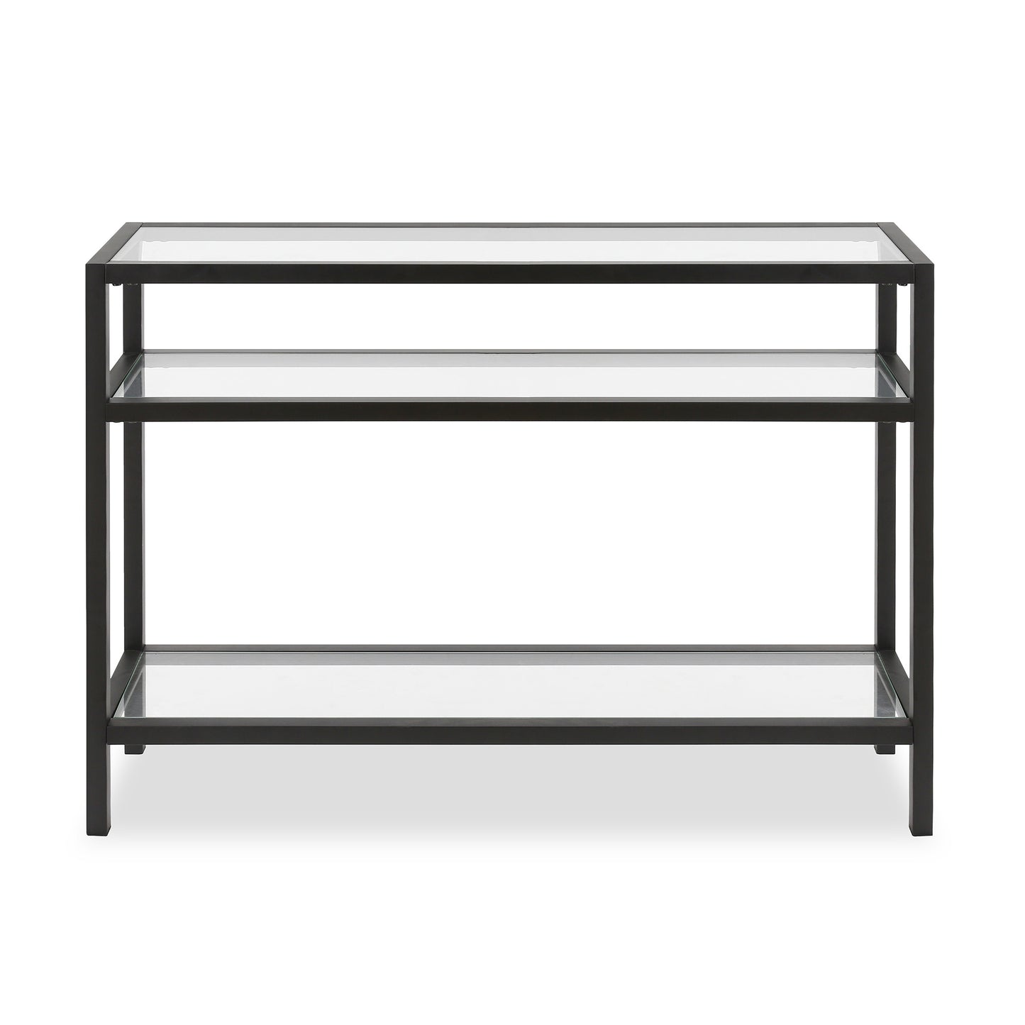 42" Black and Glass Console Table With Storage By Homeroots | Console Tables | Modishstore - 2