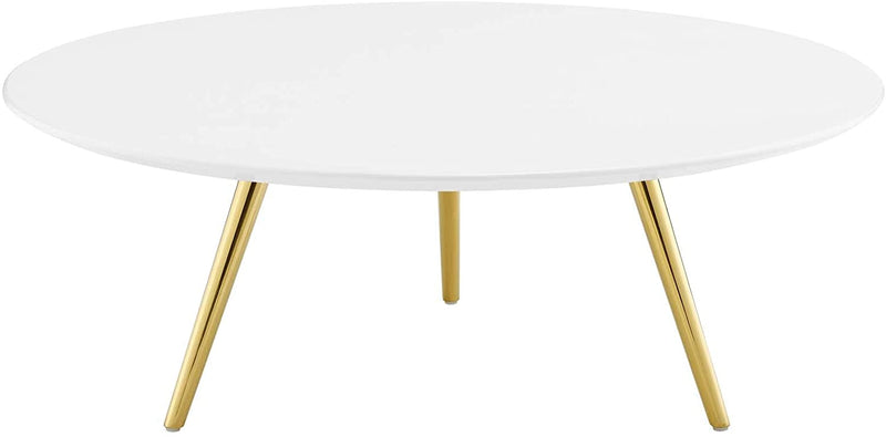 Modway Lippa 40" Round Wood Top Coffee Table with Tripod Base in Gold White - EEI-3670 | Coffee Tables | Modishstore - 1