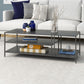 48" Gray Steel Rectangular Coffee Table With Two Shelves By Homeroots