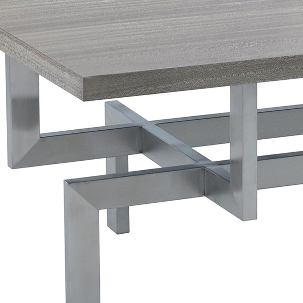 51" Grey And Silver Rectangular Coffee Table By Homeroots