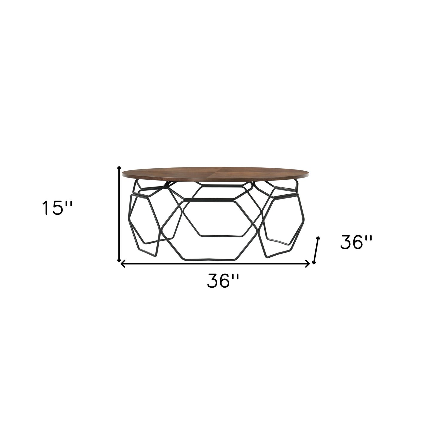 36" Black And Brown Solid Wood Round Coffee Table By Homeroots | Coffee Tables | Modishstore - 7