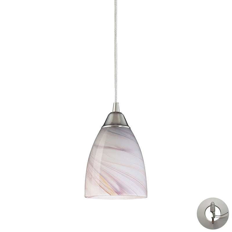 Pierra 1-Light Mini Pendant in Satin Nickel with Creme Swirl Glass - Includes Adapter Kit ELK Lighting | Pendant Lamps | Modishstore