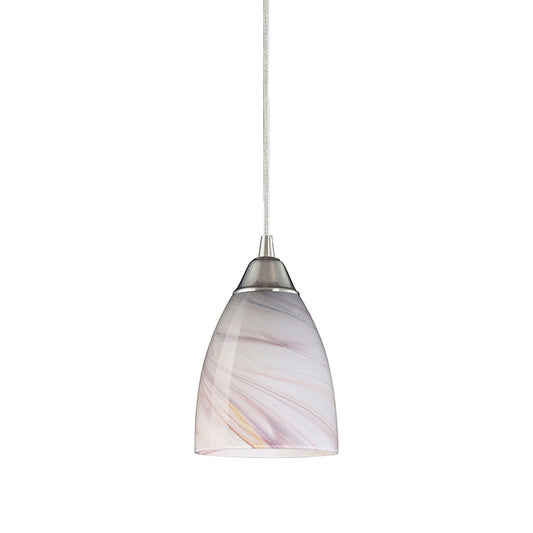 Pierra 1-Light Mini Pendant in Satin Nickel with Creme Swirl Glass ELK Lighting | Pendant Lamps | Modishstore