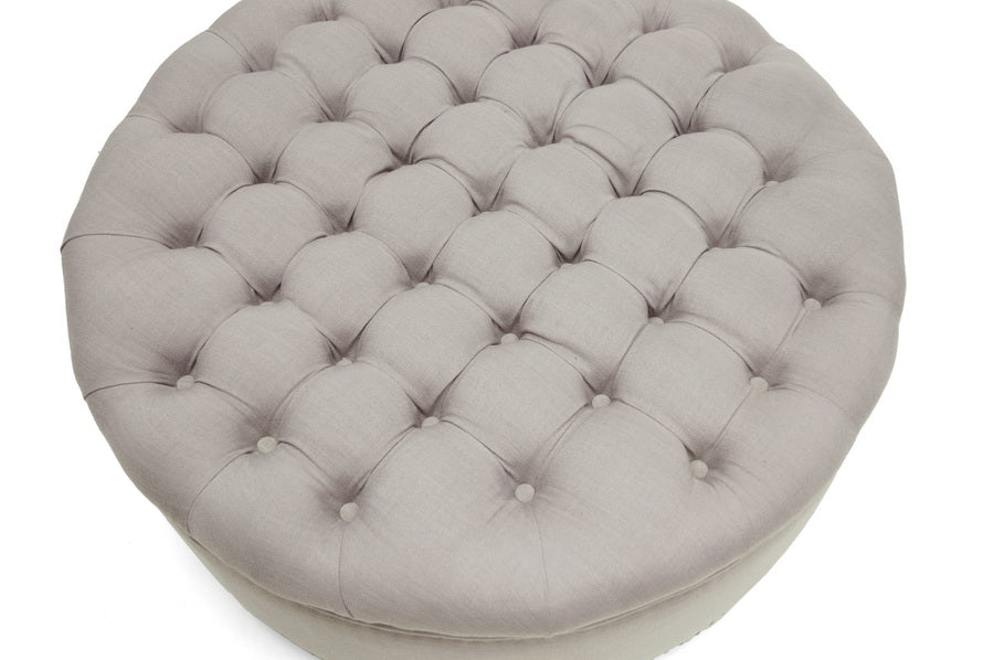 Baxton Studio Iglehart Beige Linen Modern Tufted Ottoman Modish