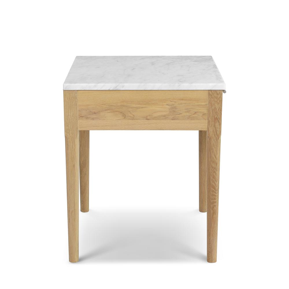 Alto 18" Square Italian Carrara White Marble Side Table with Oak Legs By The Bianco Collection | Side Tables | Modishstore - 3