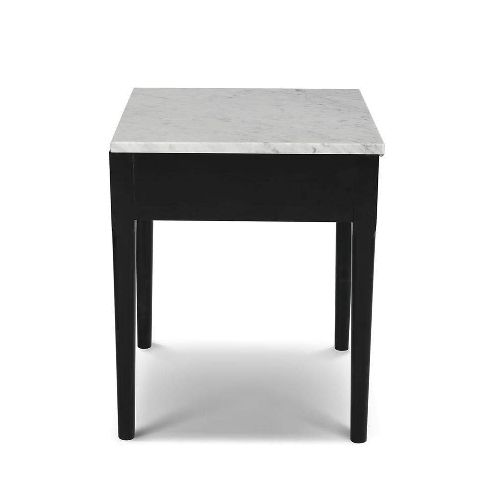 Alto 18" Square Italian Carrara White Marble Side Table with Black Legs By The Bianco Collection | Side Tables | Modishstore - 7