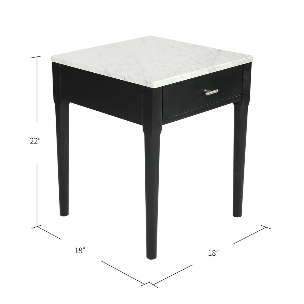 Alto 18" Square Italian Carrara White Marble Side Table with Black Legs By The Bianco Collection | Side Tables | Modishstore - 4