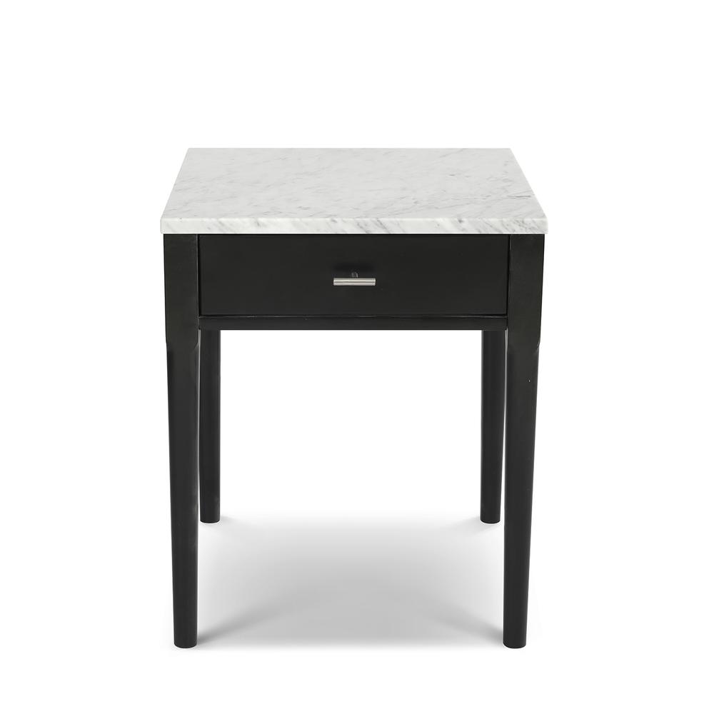 Alto 18" Square Italian Carrara White Marble Side Table with Black Legs By The Bianco Collection | Side Tables | Modishstore - 8