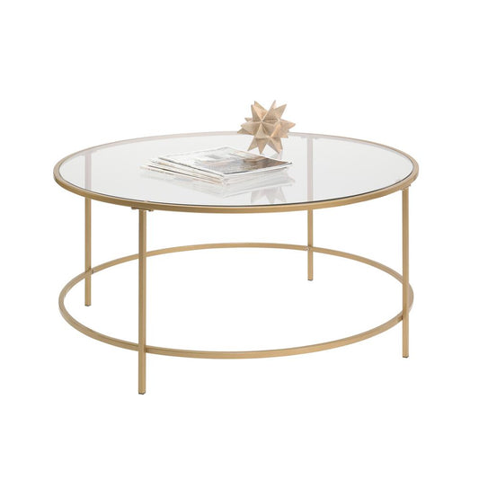 Int Lux Coffee Table Rd Satin Gold/Clr By Sauder | Coffee Tables | Modishstore