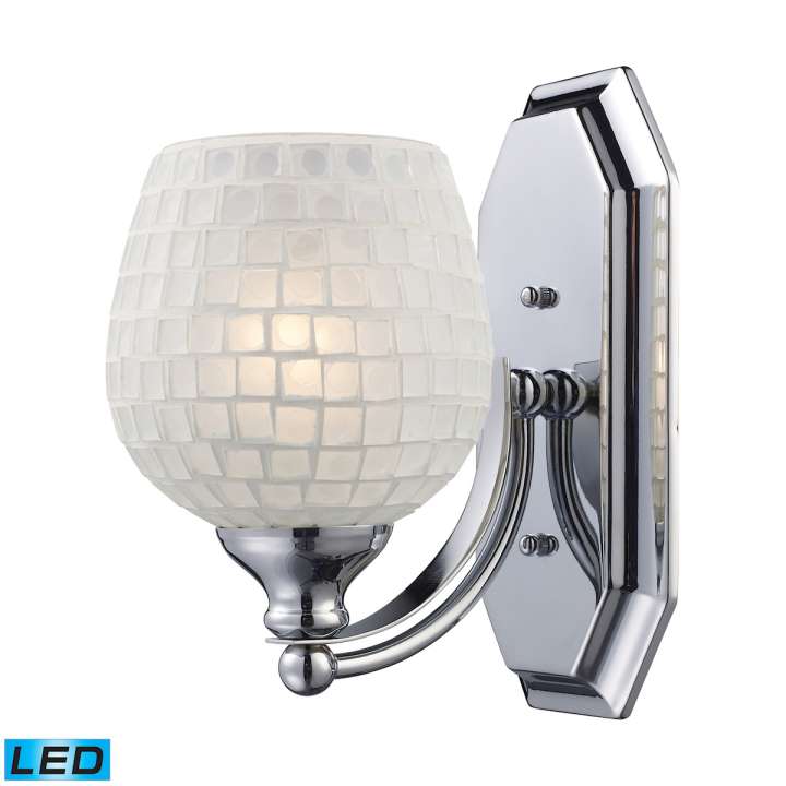 Mix and Match Vanity 1-Light Wall Lamp in Chrome with White Glass - Includes LED Bulb | Vanity Light | Modishstore