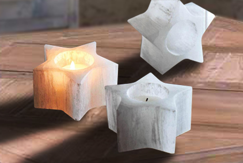 Roost Selenite Star Tealight Holders - Set Of 6-3