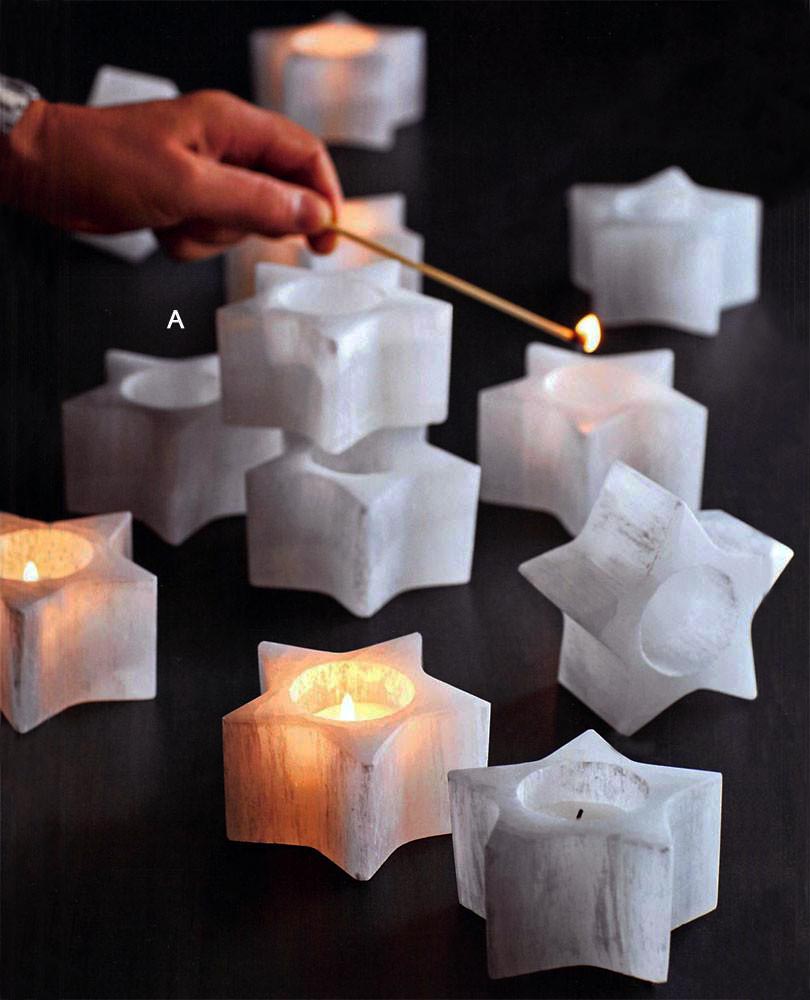 Roost Selenite Star Tealight Holders - Set Of 6-4