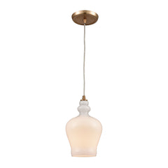 Menlow Park 1-Light Mini Pendant in Satin Brass with Opal White Glass ELK Lighting