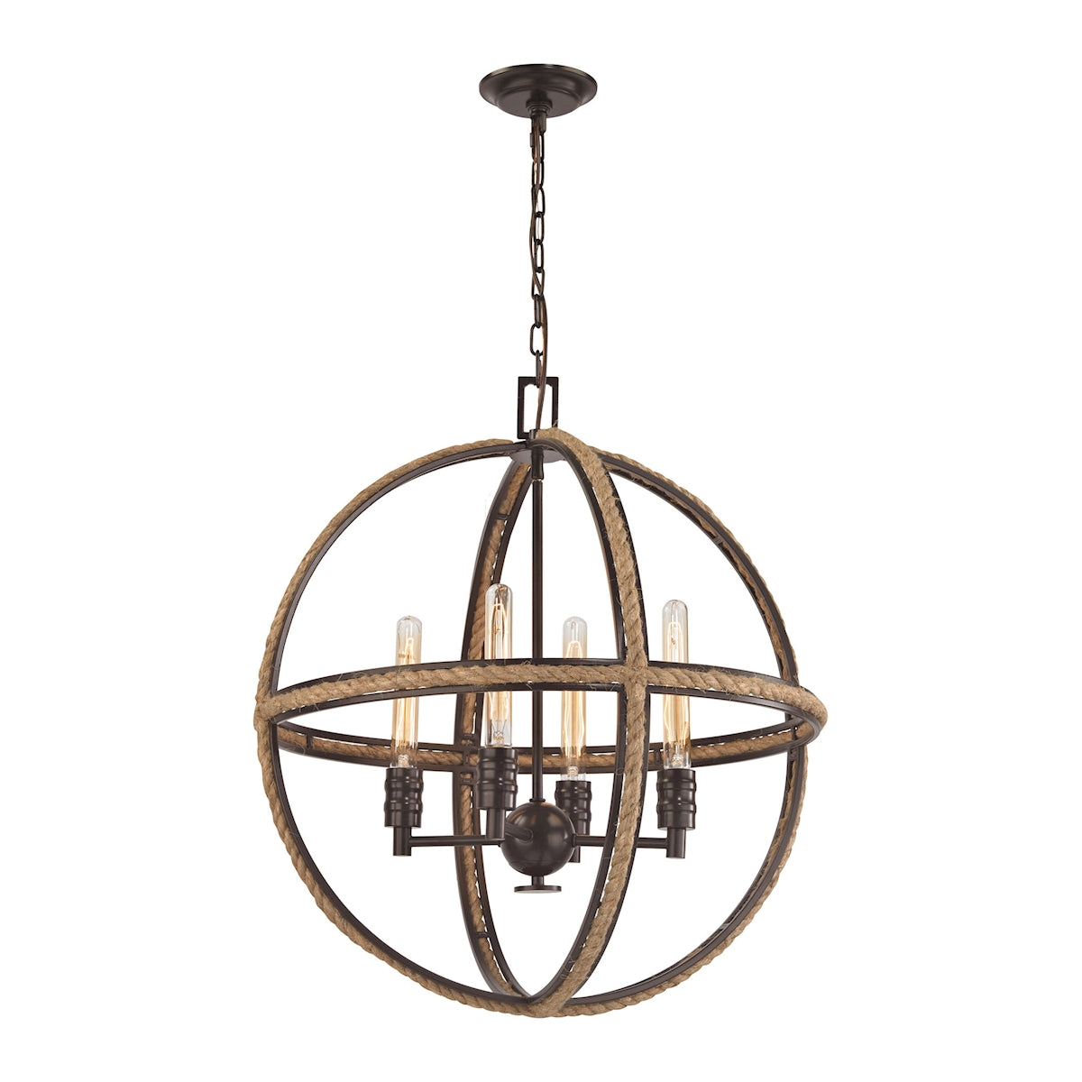 Natural Rope 4-Light Chandelier in Oil Rubbed Bronze ELK Lighting | Chandeliers | Modishstore