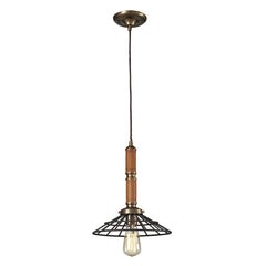 1 light wood pendant in Vintage Brass/Vintage Rust ELK Lighting