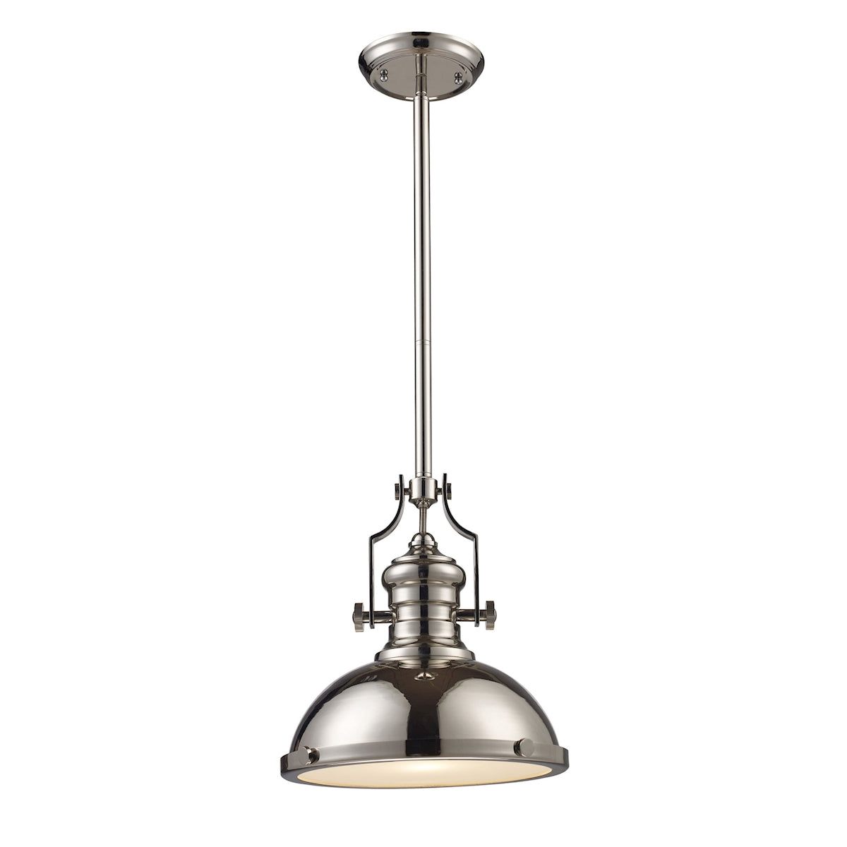 Chadwick 1-Light Pendant in Polished Nickel with Matching Shade ELK Lighting | Pendant Lamps | Modishstore