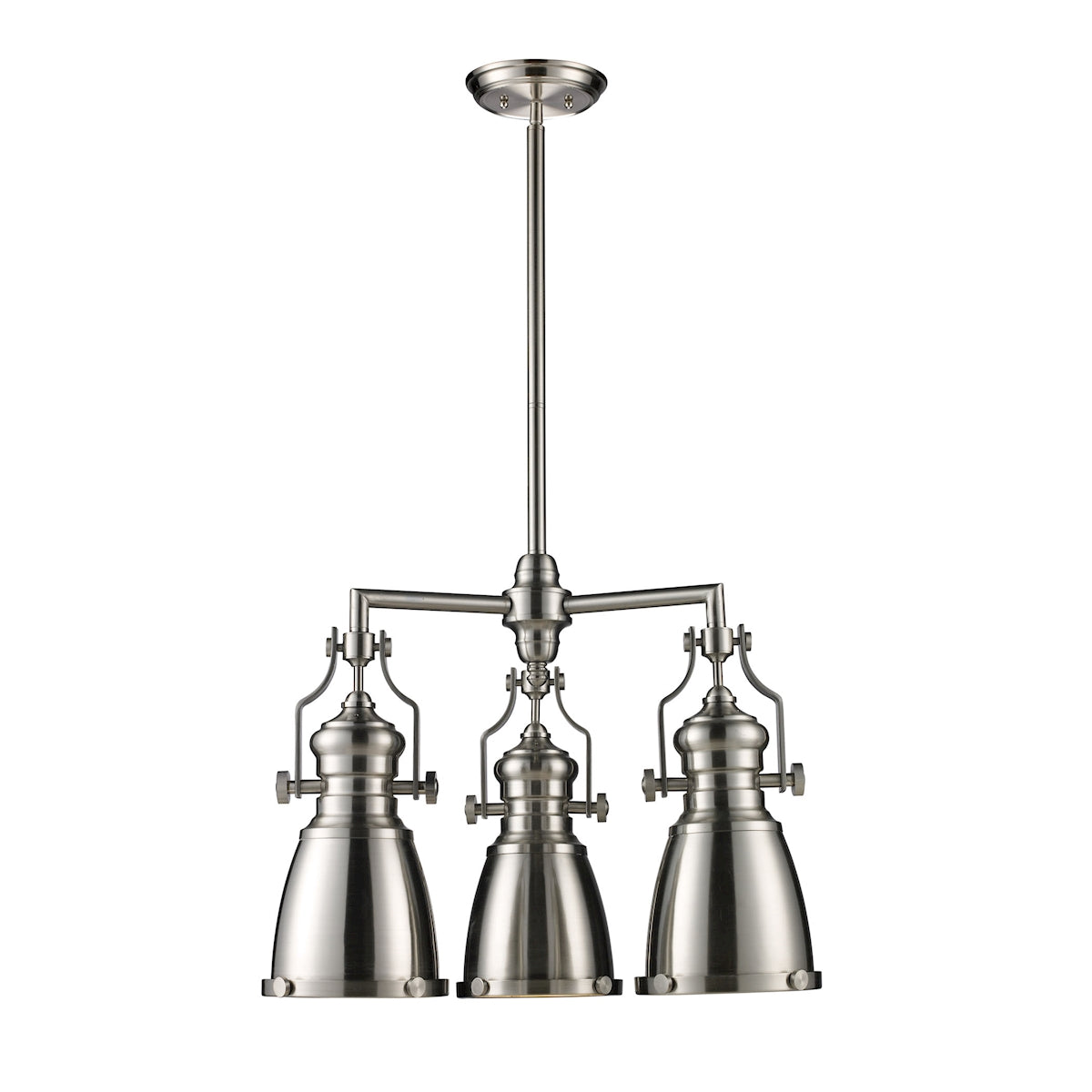 Chadwick 3-Light Chandelier in Satin Nickel with Matching Shades ELK Lighting | Chandeliers | Modishstore