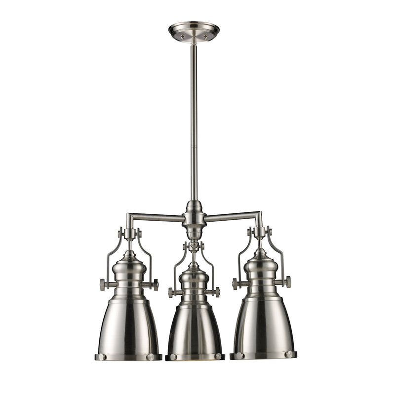 Chadwick 3-Light Chandelier in Satin Nickel with Matching Shades ELK Lighting | Chandeliers | Modishstore