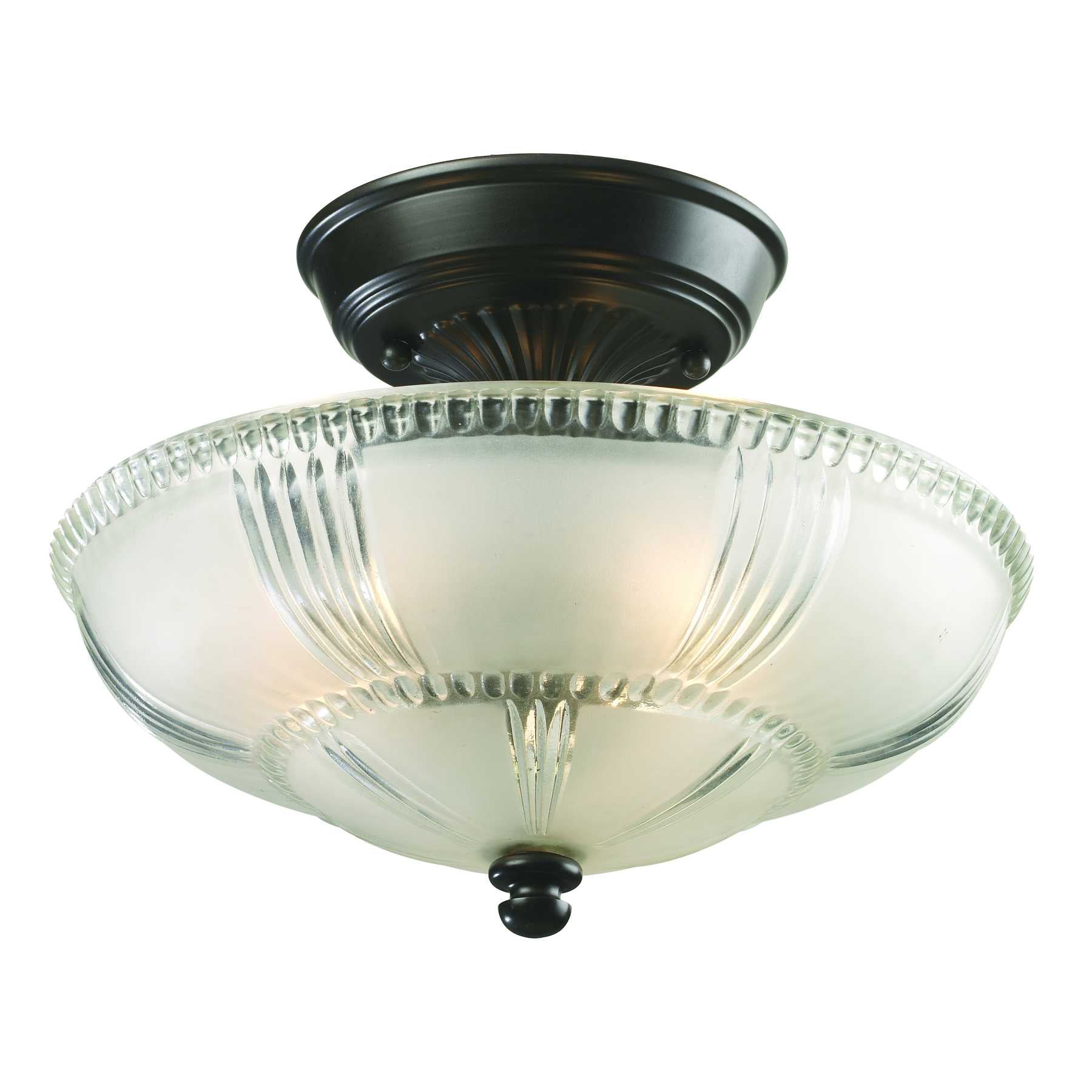 Restoration 12'' Wide 3-Light Semi Flush Mount - Oiled Bronze By ELK |Ceiling Lamps |Modishstore 