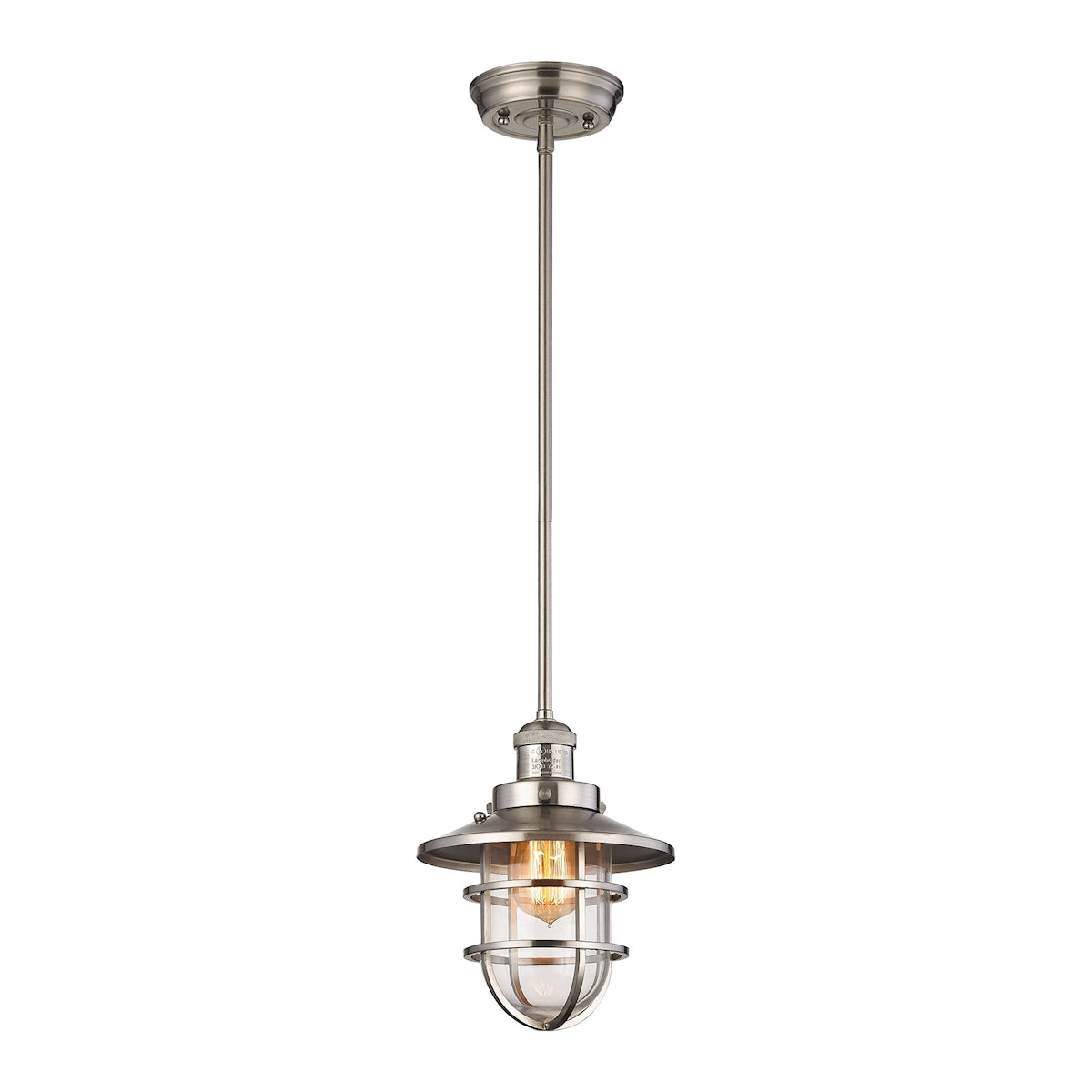 Seaport 1-Light Mini Pendant in Satin Nickel with Clear Glass ELK Lighting | Pendant Lamps | Modishstore