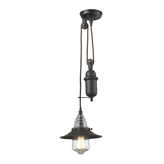 Insulator Glass 1-Light Mini Pendant in Oil Rubbed Bronze ELK Lighting | Pendant Lamps | Modishstore